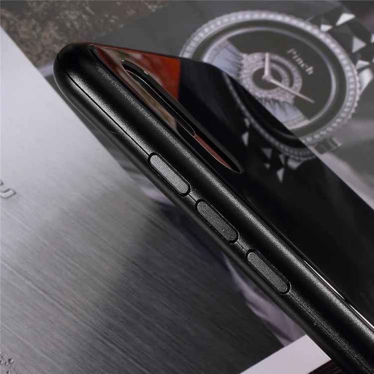 LUPHIE for Huawei P20 Detachable Magnetic Metal Frame + Tempered Glass Back Mobile Phone Case - All Black
