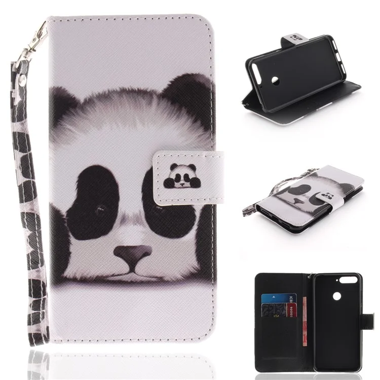 Pattern Printing Wallet Stand Leather Case for Huawei Y6 (2018) / Honor 7A (without Fingerprint Sensor) - Panda
