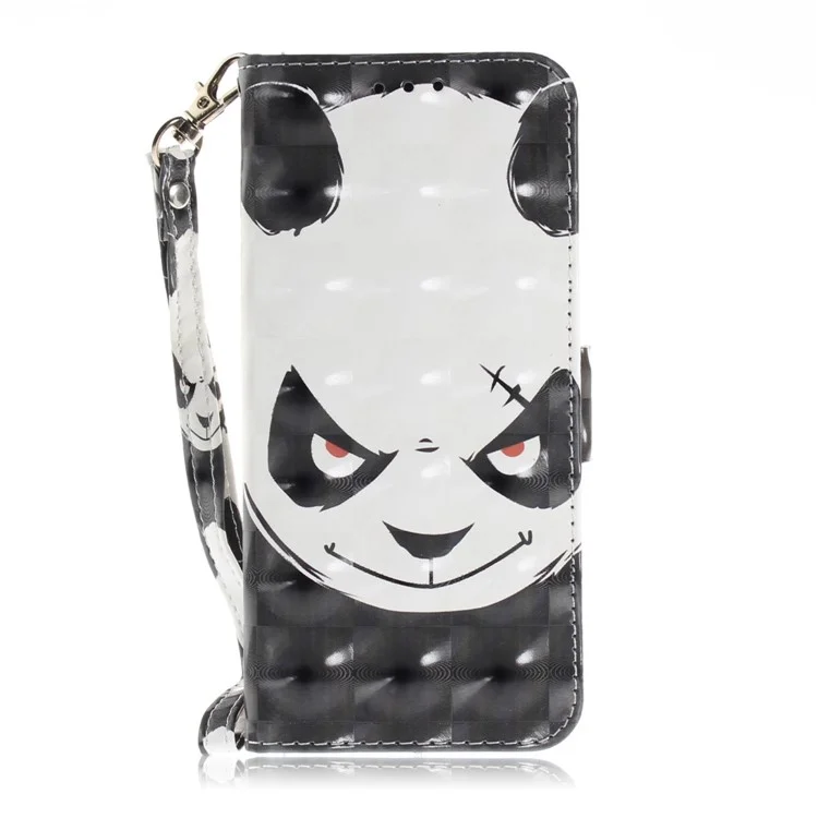 Pattern Printing Wallet Stand Leather Phone Case for Huawei P20 - Smiling Panda