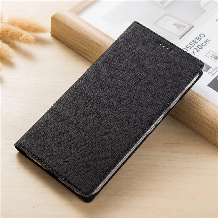 VILI DMX Cross Texture Card Holder Leather Stand Cover for Huawei Y6 (2018) / Honor 7A (without Fingerprint Sensor) - Grey