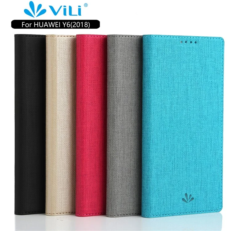 Porta in Pelle Del Supporto Per Texture Cross Vili Dmx Per Huawei Y6 (2018) / Honor 7a (senza Sensore di Impronte Digitali) - Grigio