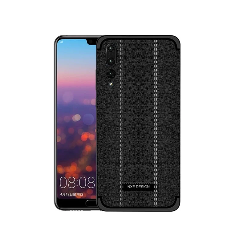 NXE Stitching PU Leather Coated TPU Back Case for Huawei P20 Pro - Black