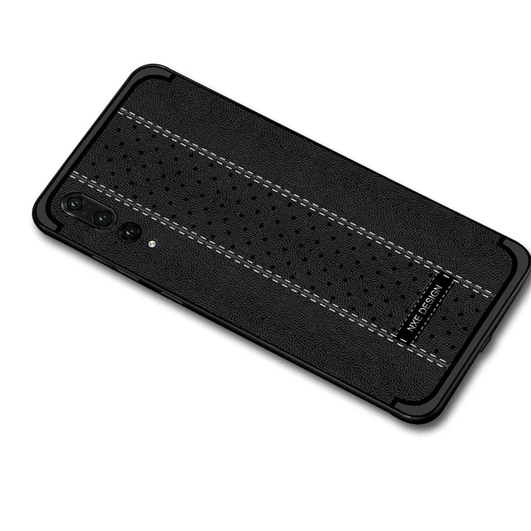 NXE Stitching PU Leather Coated TPU Back Case for Huawei P20 Pro - Black