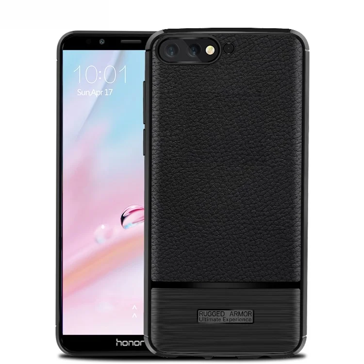 Litchi Texture Brushed TPU Mobile Phone Shell for Huawei Y6 (2018)/Honor 7A (without Fingerprint Sensor) - Black