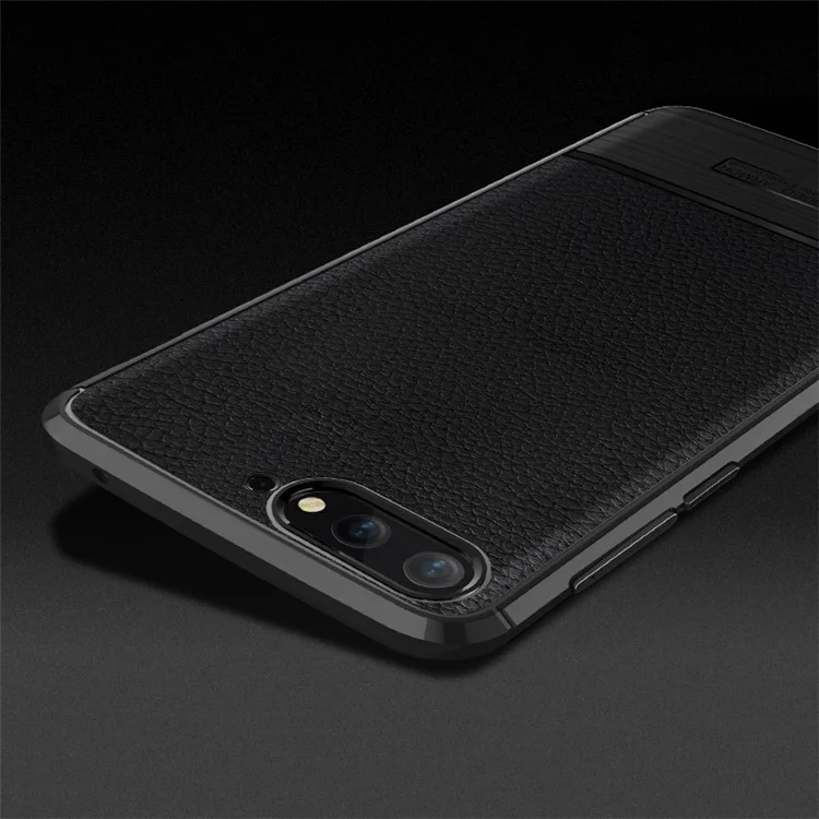 Litchi Texture Brushed TPU Mobile Phone Shell for Huawei Y6 (2018)/Honor 7A (without Fingerprint Sensor) - Black