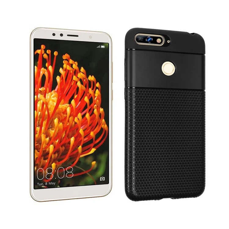 Ultra-thin Anti-slip 0.7mm Splicing Flexible TPU Back Case for Huawei Honor 7A (with Fingerprint Sensor)/Honor 7A Pro/Enjoy 8e - Black