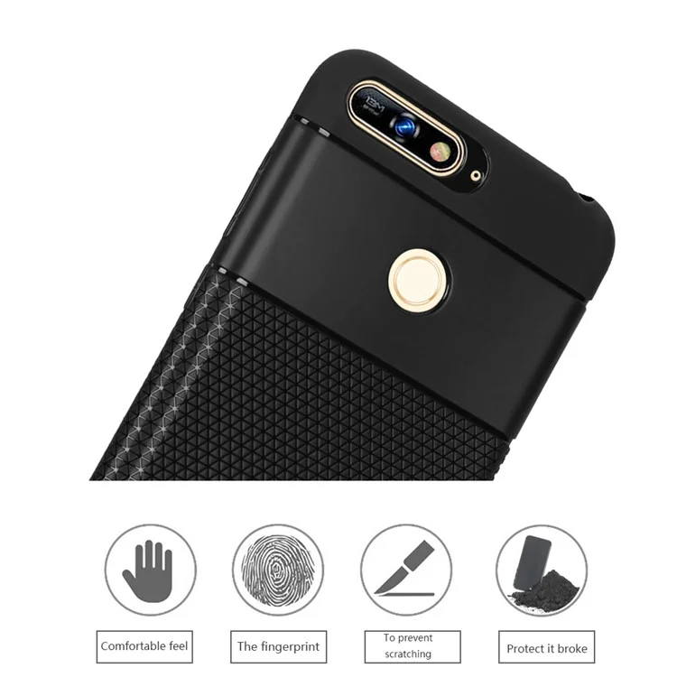 Ultra-thin Anti-slip 0.7mm Splicing Flexible TPU Back Case for Huawei Honor 7A (with Fingerprint Sensor)/Honor 7A Pro/Enjoy 8e - Black