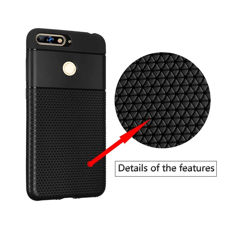 Ultra-thin Anti-slip 0.7mm Splicing Flexible TPU Back Case for Huawei Honor 7A (with Fingerprint Sensor)/Honor 7A Pro/Enjoy 8e - Black