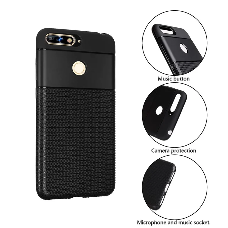 Ultra-thin Anti-slip 0.7mm Splicing Flexible TPU Back Case for Huawei Honor 7A (with Fingerprint Sensor)/Honor 7A Pro/Enjoy 8e - Black
