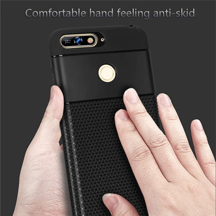 Ultra-thin Anti-slip 0.7mm Splicing Flexible TPU Back Case for Huawei Honor 7A (with Fingerprint Sensor)/Honor 7A Pro/Enjoy 8e - Black