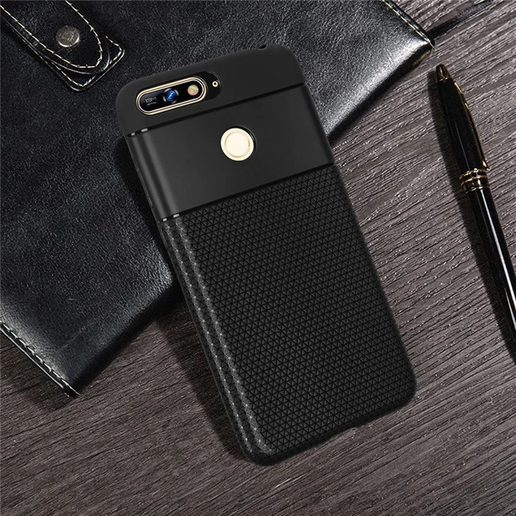 Ultra-thin Anti-slip 0.7mm Splicing Flexible TPU Back Case for Huawei Honor 7A (with Fingerprint Sensor)/Honor 7A Pro/Enjoy 8e - Black