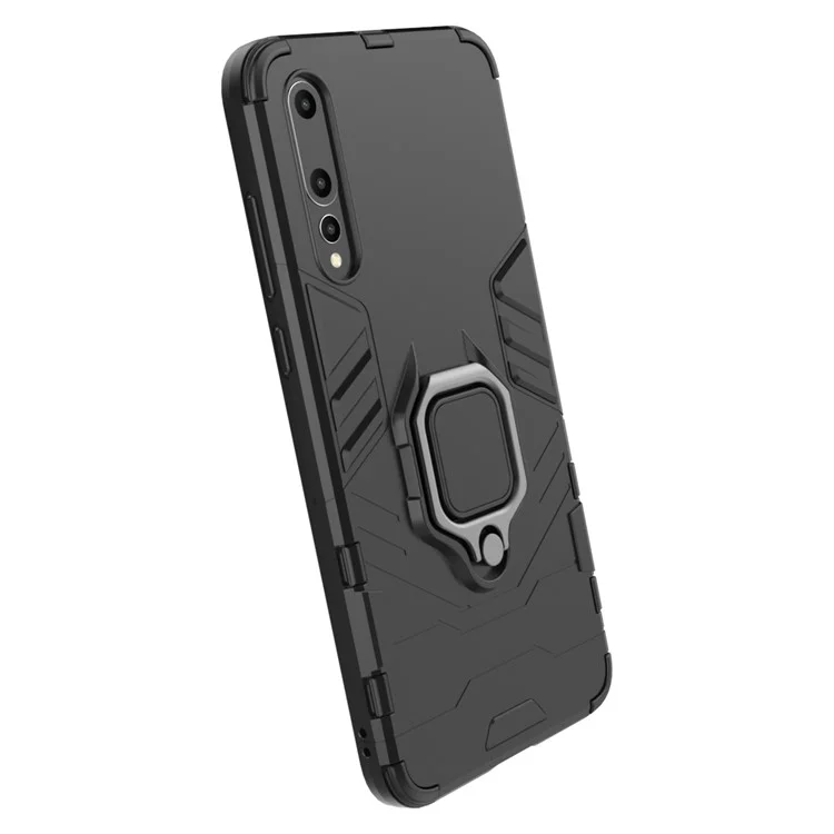 Fingerring Kickstand PC + TPU Hybrid -mobilfunkkoffer Für Huawei P20 Pro - Schwarz