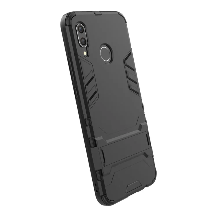 Противоударный чехол из ПК + ТПУ с подставкой для Huawei nova 3 - черный