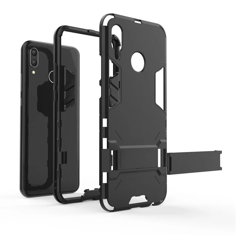 Противоударный чехол из ПК + ТПУ с подставкой для Huawei nova 3 - черный