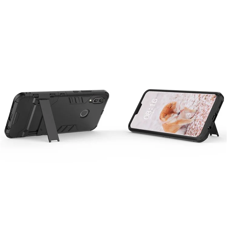 Stoßdes PC + TPU Hybrid Kickstand Back -hülle Für Huawei Nova 3 - Schwarz