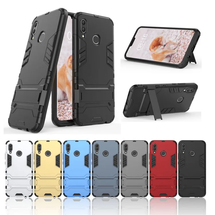 Shock -resean PC + TPU Hybrid Kickstand Back Case Для Huawei Nova 3 - Черный