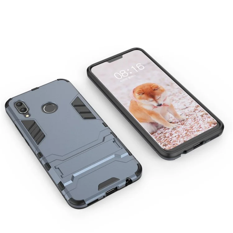 Cool Guarda Plástico TPU Combo Cobertura De Capa De Telefone Móvel Com Kickstand Para Huawei Nova 3 - Azul Escuro