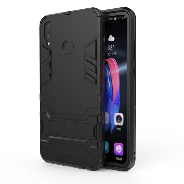 Custodia Ibrida in Plastica + TPU Con Cavalletto Per Huawei Honor 8x / Onore Visualizza 10 Lite - Nero