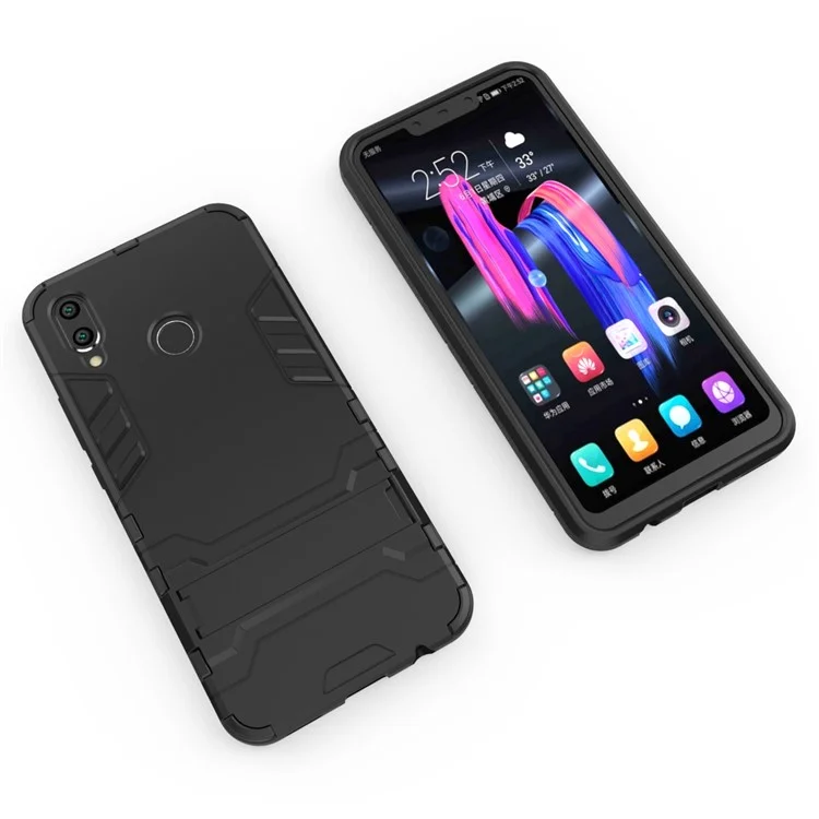 Kunststoff + TPU Hybrid -hülle Mit Kickstand Für Huawei Honor 8x / Ehrenansicht 10 Lite - Schwarz