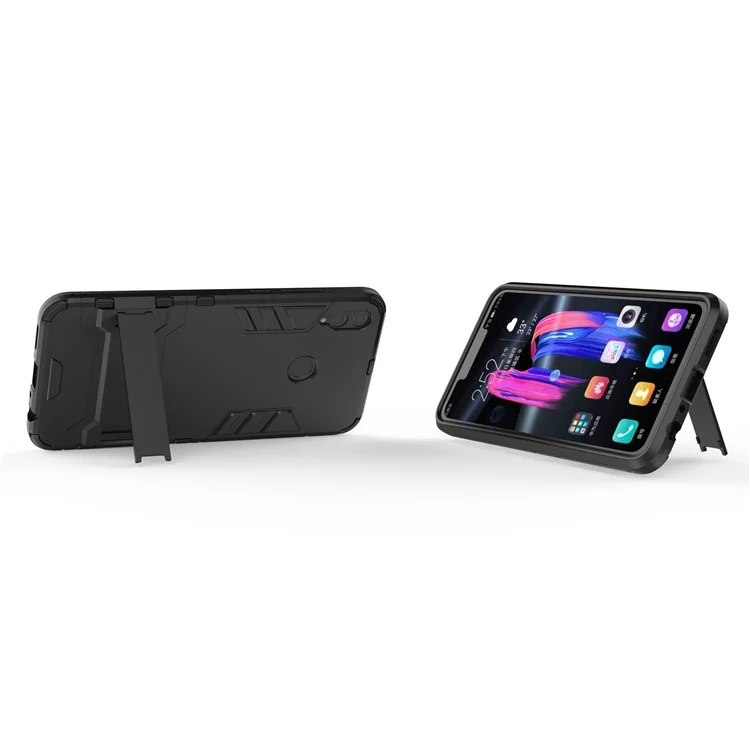 Kunststoff + TPU Hybrid -hülle Mit Kickstand Für Huawei Honor 8x / Ehrenansicht 10 Lite - Schwarz