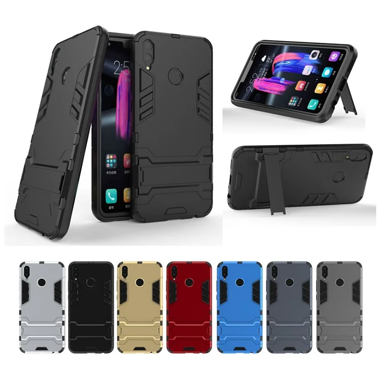 Kunststoff + TPU Hybrid -hülle Mit Kickstand Für Huawei Honor 8x / Ehrenansicht 10 Lite - Schwarz