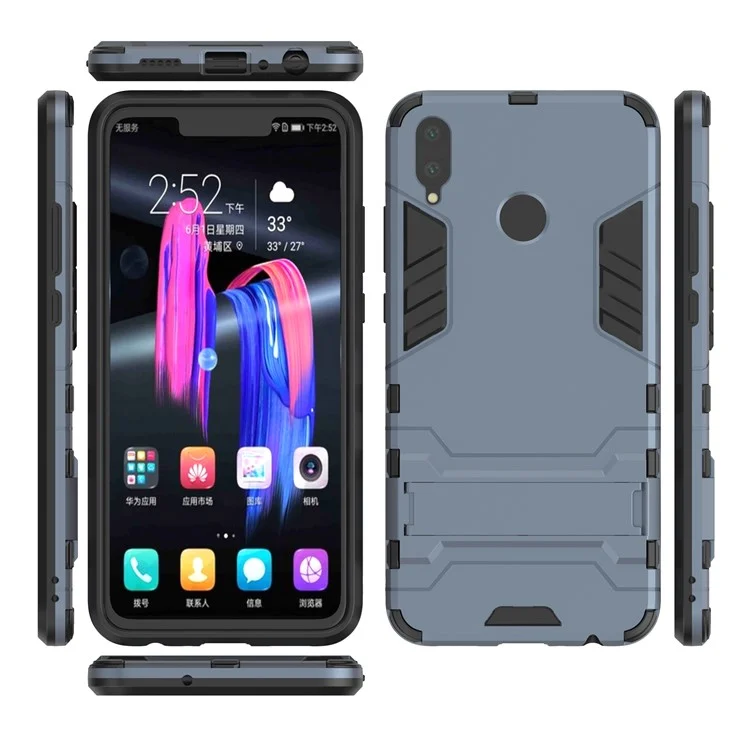 Plastic + TPU Hybrid Cell Phone Case with Kickstand for Huawei Honor 8X / Honor View 10 Lite - Dark Blue