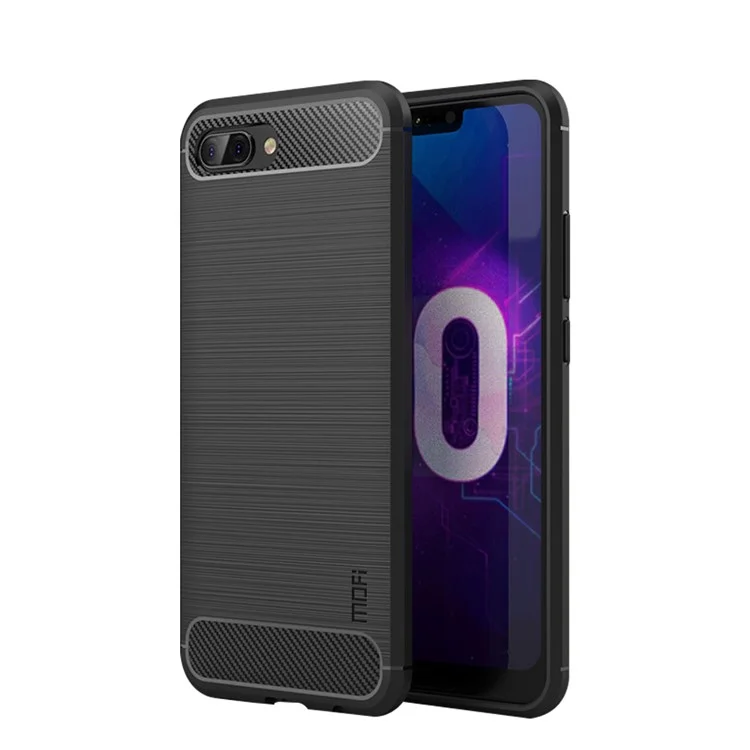 Textura de Fibra de Carbono Mofi Cepilado TPU Back Case Para Huawei Honor 10 - Negro