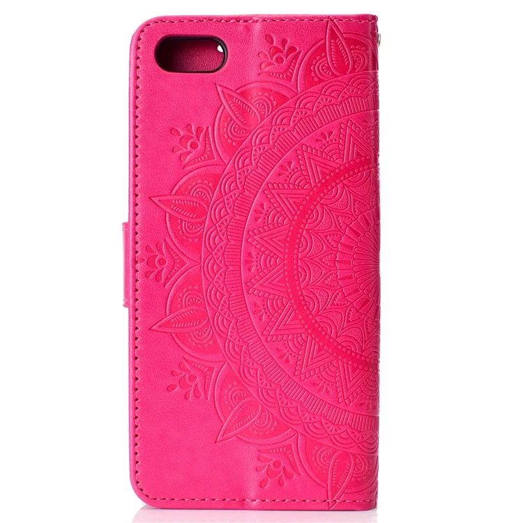 Impreso Mandala Pattern Wallet Funda Móvil Para Huawei Y5 (2018) / Y5 Prime (2018) / Play De Honor 7 / Honor 7s - Rosa