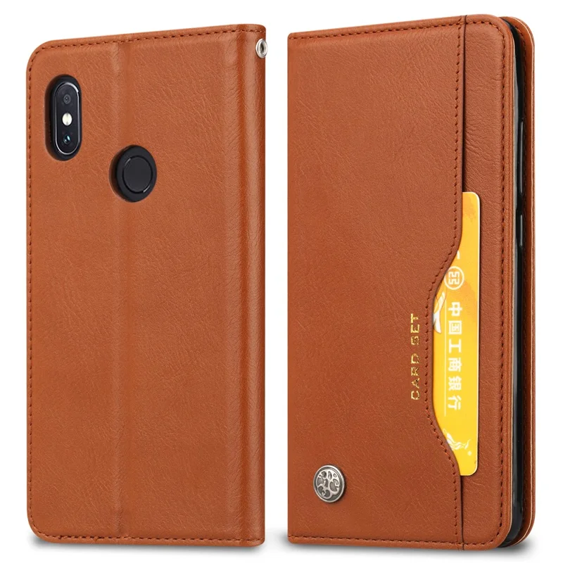 PU Leather Auto-absorbed Stand Wallet Protective Casing for Huawei P Smart Plus / nova 3i - Brown