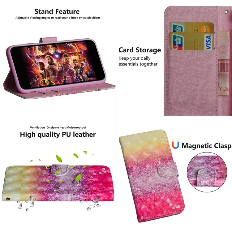 Pattern Printing PU Leather Cover Wallet StandShell for Huawei Honor 8X / Honor View 10 Lite - Glittery Elements