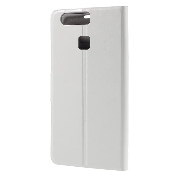 Crazy Horse Card Holder Stand Leather Cover for Huawei P9 - White