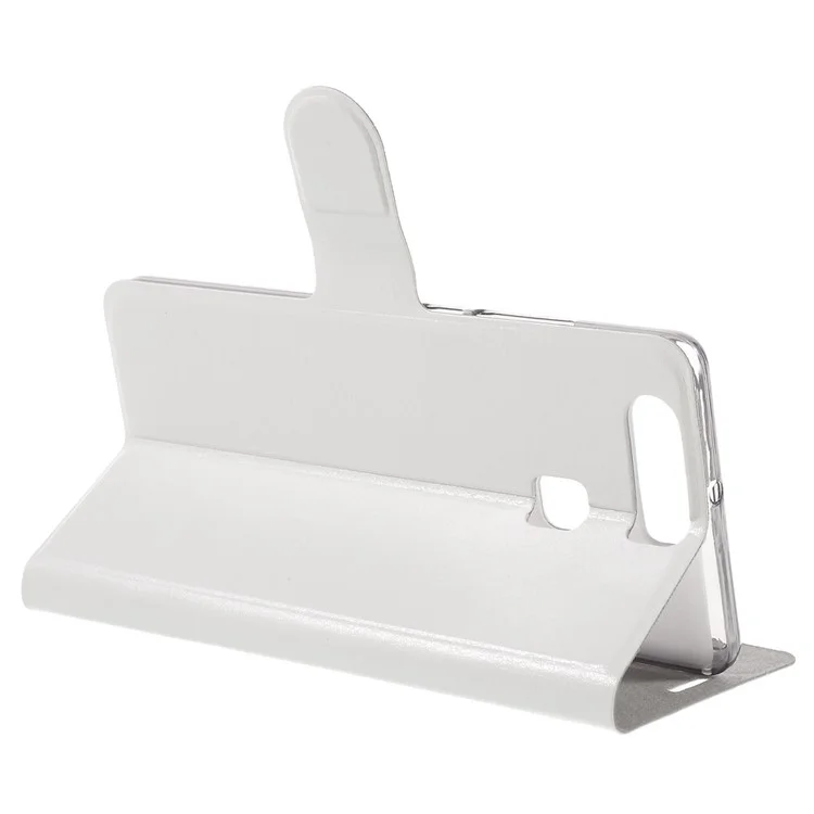 Crazy Horse Card Holder Stand Leather Cover for Huawei P9 - White