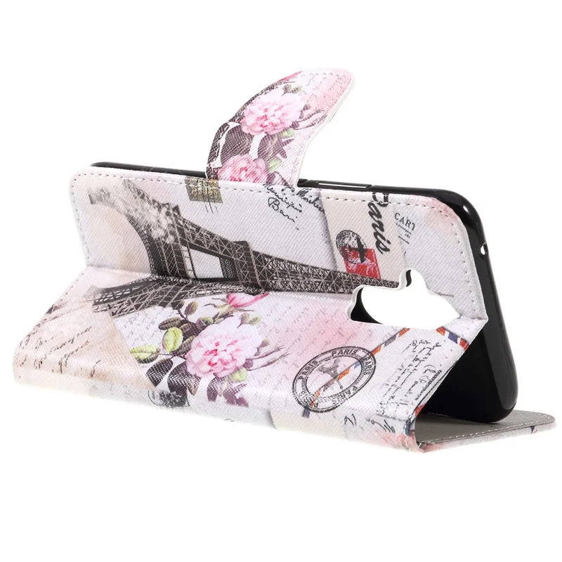 Pattern Printing Cross Texture PU Leather Wallet Case for Huawei Mate 20 Lite - Eiffel Tower