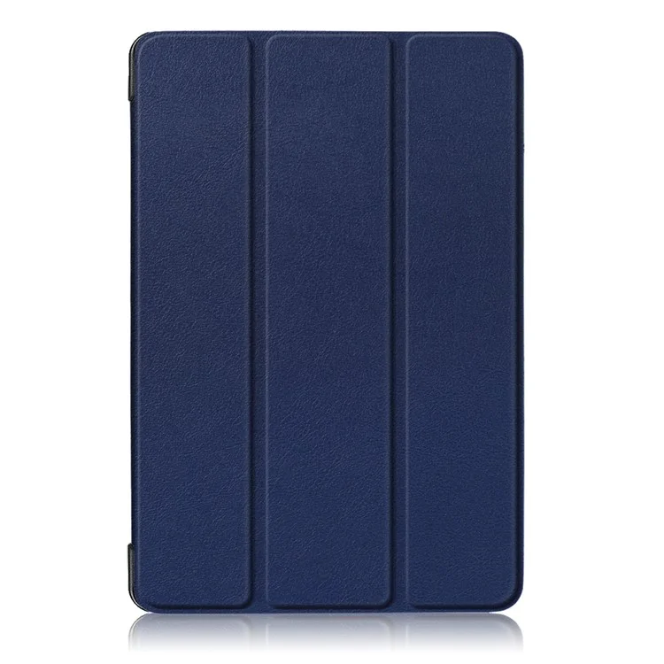 Para Huawei Mediapad M5 Lite 10.1 Tri-fold Stand Auto-wake / Caixa de Couro Inteligente do Sono - Azul Escuro