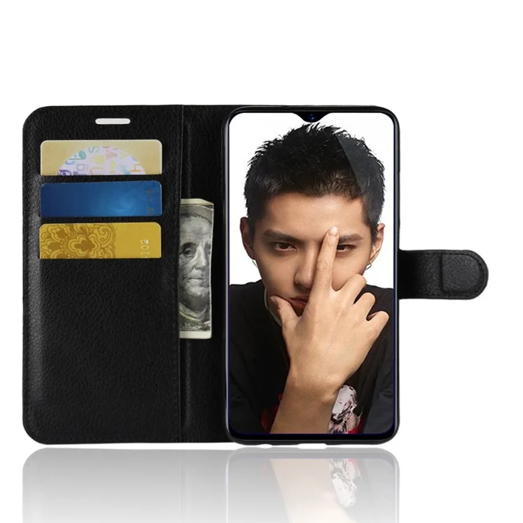 Litchi-Textur-Wallet-Ständer Ledertasche für Huawei Honor 8X / Honor View 10 Lite - Schwarz