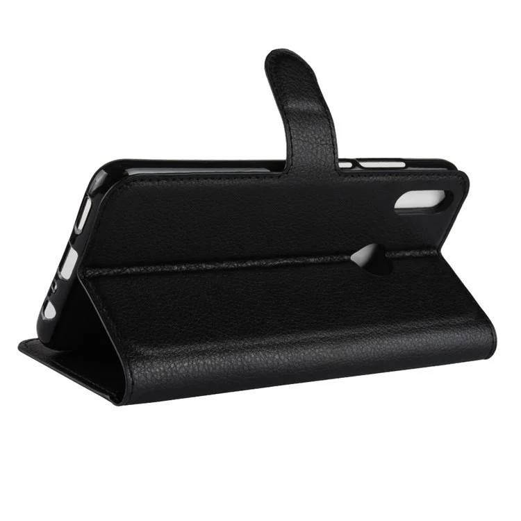 Litchi-Textur-Wallet-Ständer Ledertasche für Huawei Honor 8X / Honor View 10 Lite - Schwarz