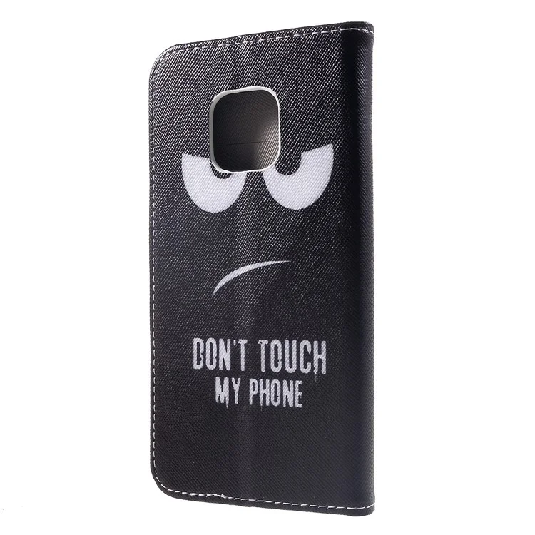 Custodia in pelle con stampa a texture incrociata per Huawei Mate 20 Pro - Non toccare il mio telefono