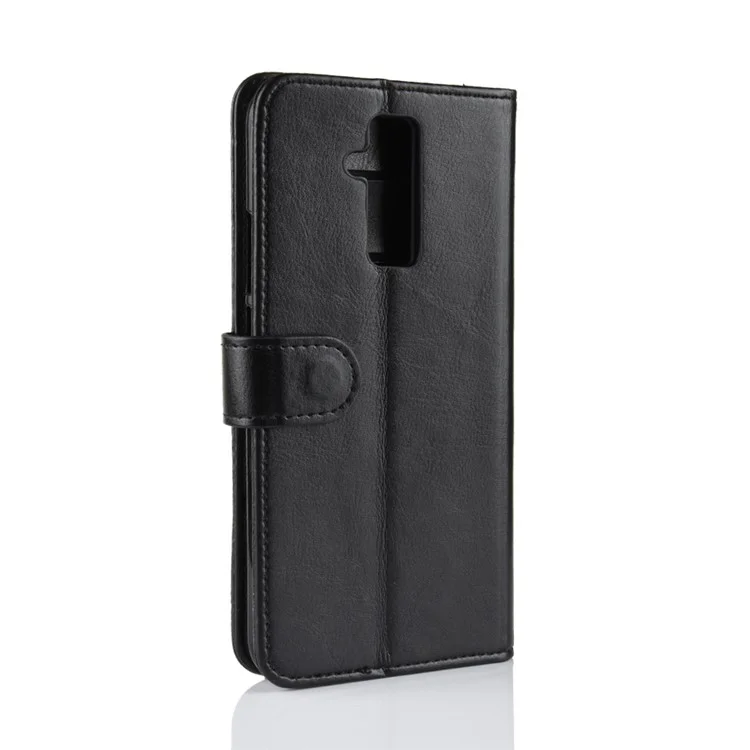 Crazy Horse Wallet Stand de Cuero Para Huawei Mate 20 Lite - Negro