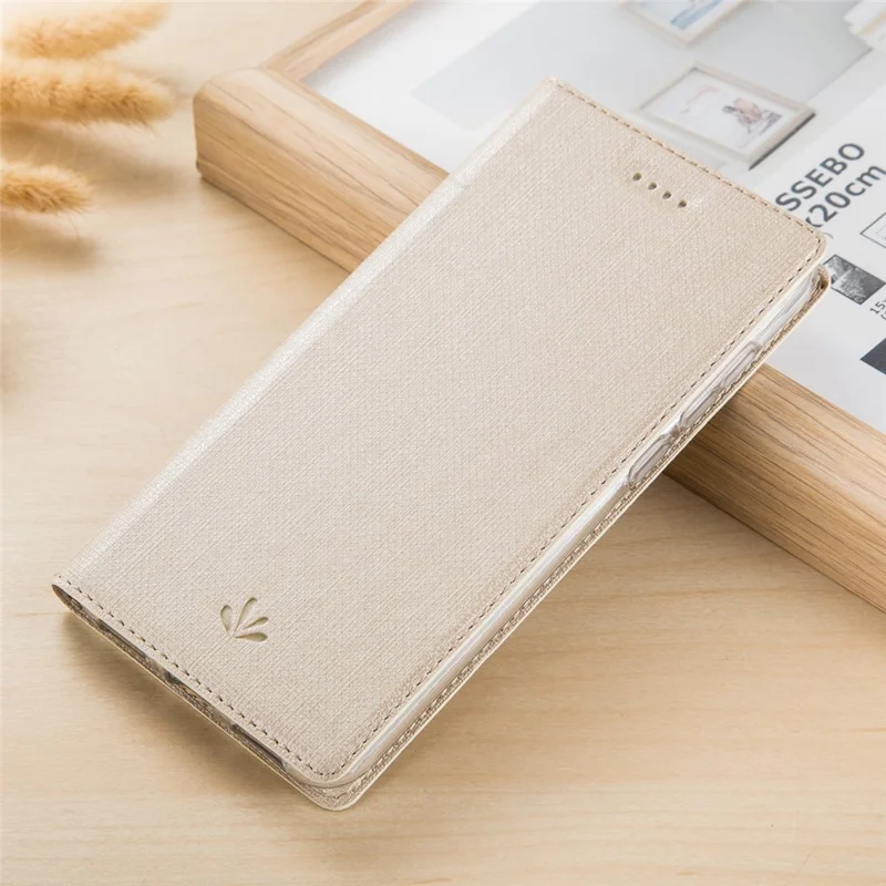 VILI DMX Cross Texture Stand Leather Mobile Casing for Huawei Mate 20 Lite / Maimang 7 - Gold