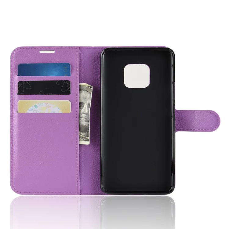 Litchi Texture Wallet Leather Case with Stand for Huawei Mate 20 Pro - Purple