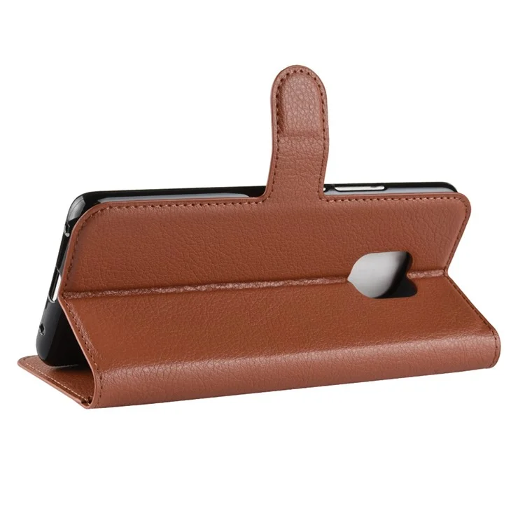 Protector de Cubierta de Cuero de Billetera de Textura de Litchi Para Huawei Mate 20 Pro - Marrón