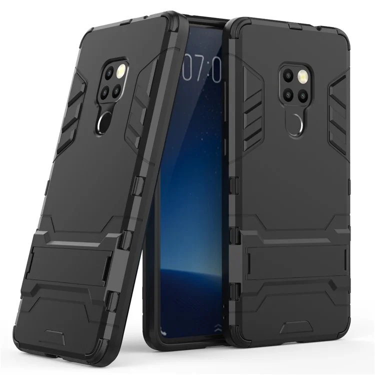 Plastique de Garde Cool + Étui Hybride TPU Avec Une Béquille Pour Huawei Mate 20 - le Noir