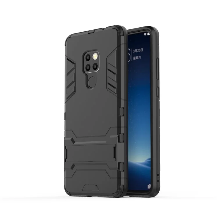 Funda híbrida de plástico + TPU con soporte para Huawei Mate 20 - Negro