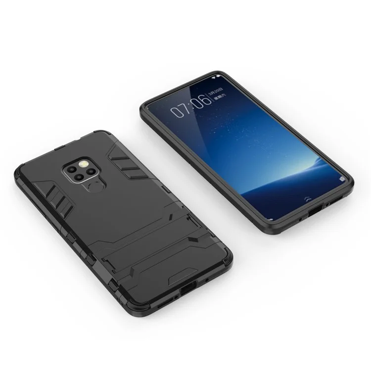 Cool Guard Plastic + TPU Hybrid Case with Kickstand for Huawei Mate 20 - Black