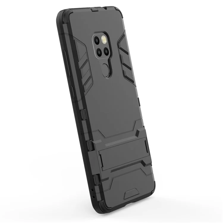 Cool Guard Plastic + TPU Hybrid Case with Kickstand for Huawei Mate 20 - Black