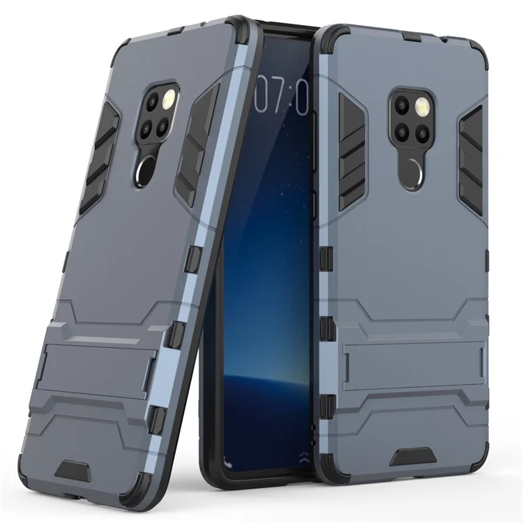 Cool Guard PC + TPU Hybrid Back Cover with Kickstand for Huawei Mate 20 - Dark Blue