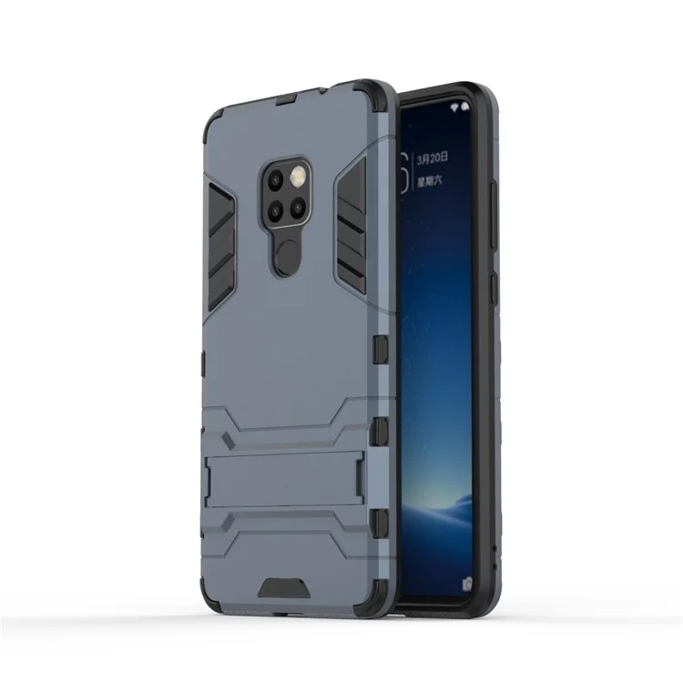 Cool Guard PC + TPU Hybrid Back Cover with Kickstand for Huawei Mate 20 - Dark Blue