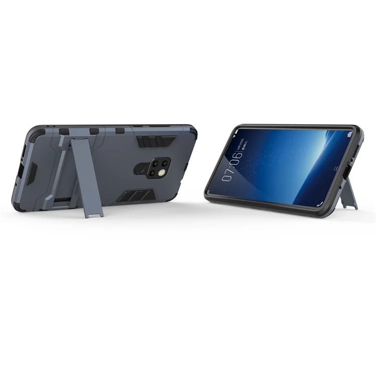 Cool Guard PC + TPU Hybrid Back Cover with Kickstand for Huawei Mate 20 - Dark Blue