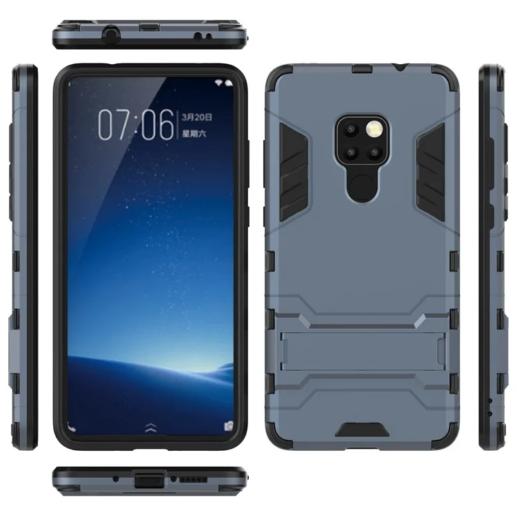 Cool Guard PC + TPU Hybrid Back Cover with Kickstand for Huawei Mate 20 - Dark Blue