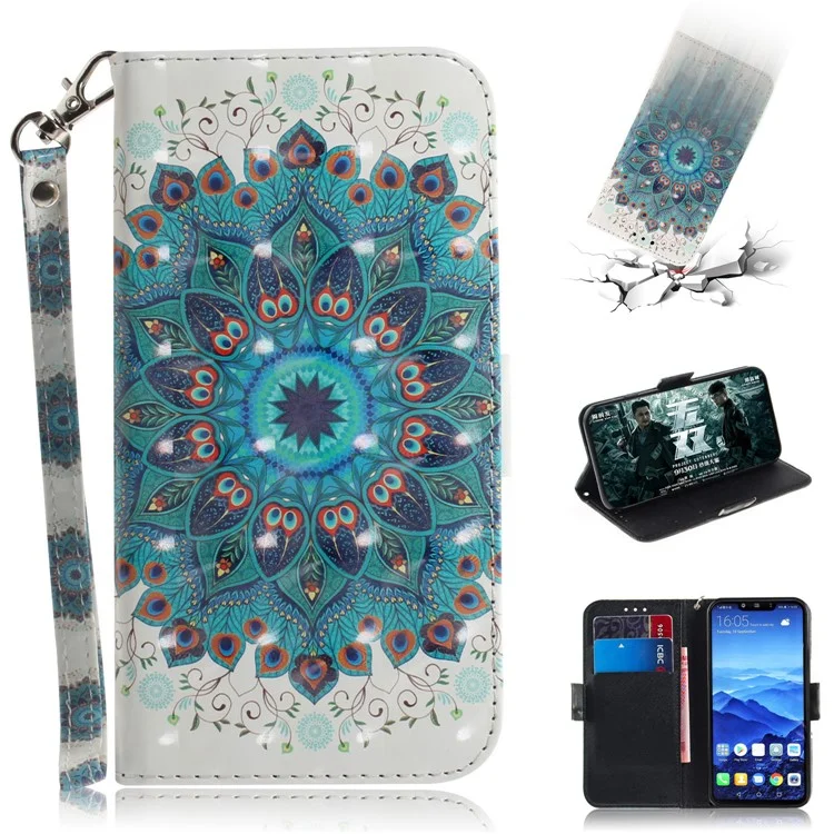 Light Spot Decor Musted Brieftasche Stand PU Leder Telefon Shell Für Huawei Mate 20 Lite - Mandala